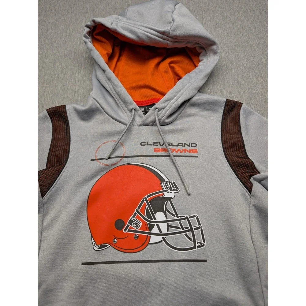 Cleveland Browns Gray NIKE On-Field BIG HELMET Hoodie Sweatshirt SZ XS Dri-fit